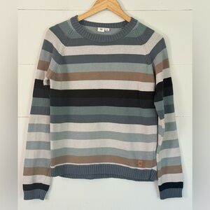 Tentree Women's Striped Crewneck Sweater - Blue, Gray, Brown